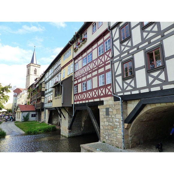 Theo Kohn Porcelain Plate, 7.5"D Krämerbrücke, Merchant's Bridge, Erfurt Germany - Picture 3 of 6